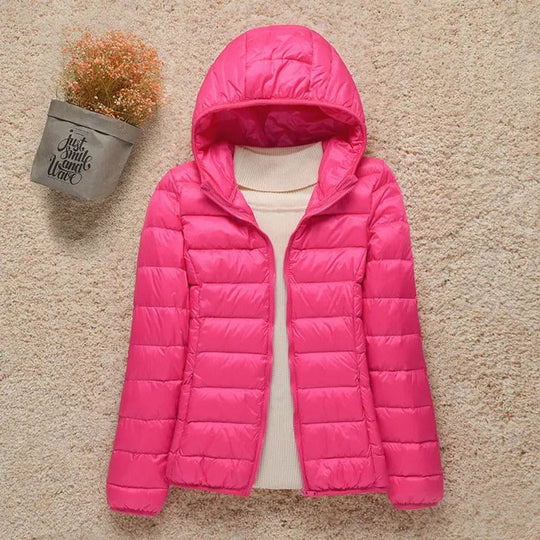 Women's Lightweight Quilted Jacket with Hood for Travel