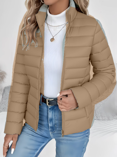 Women's Lightweight Quilted Spring Jacket with Stand Collar