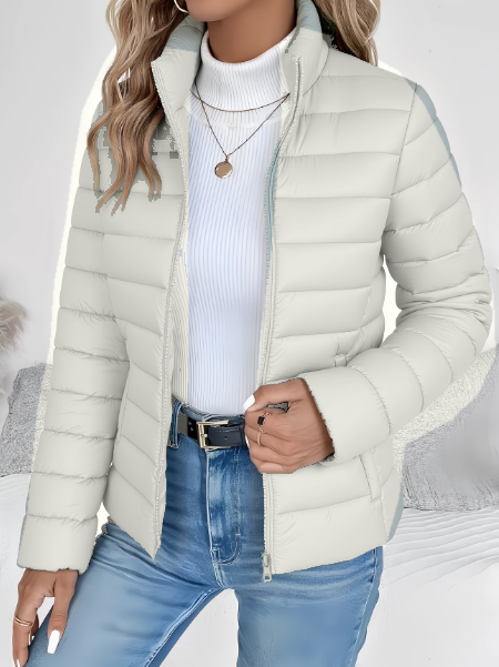 Women's Lightweight Quilted Spring Jacket with Stand Collar