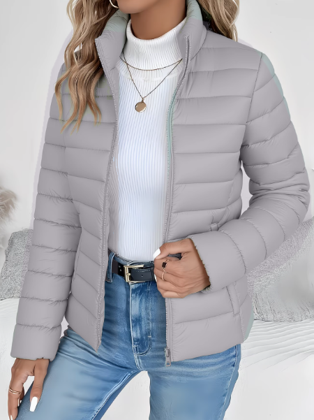 Women's Lightweight Quilted Spring Jacket with Stand Collar