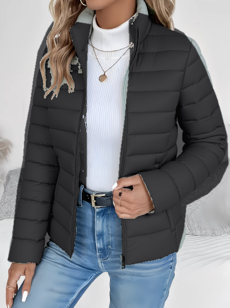 Women's Lightweight Quilted Spring Jacket with Stand Collar