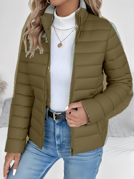 Women's Lightweight Quilted Spring Jacket with Stand Collar