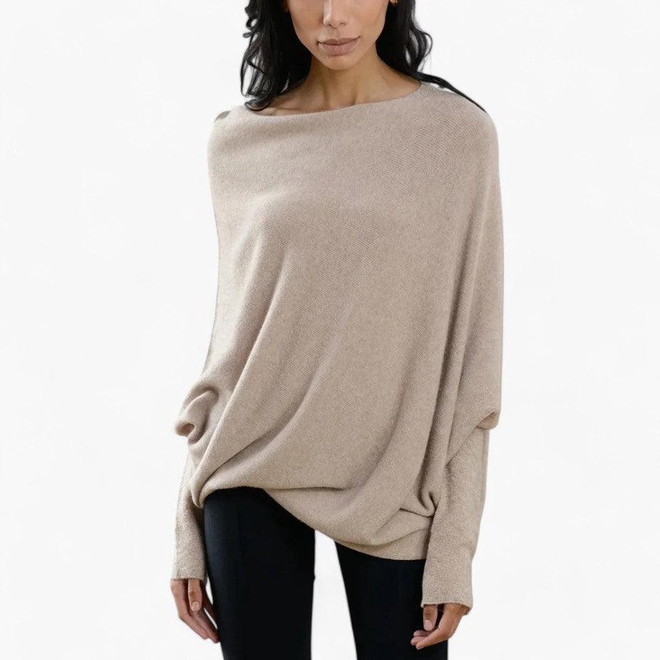 Women’s Jumper with Off-Shoulder Neckline and Knit Texture